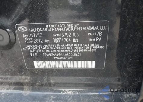 2013 Hyundai Elantra Gls из США, поврежденный, VIN 5NPDH4AE0DH330631